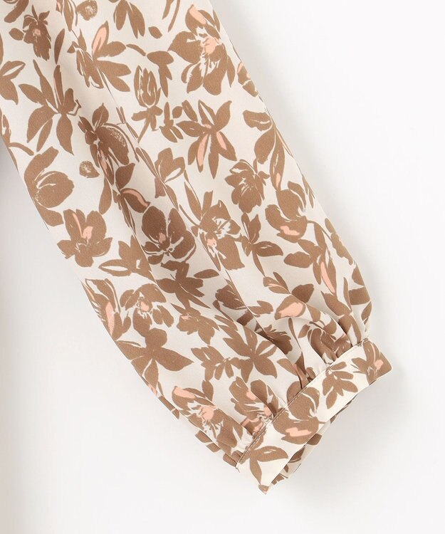 自由区 【洗える】スノーフラワープリント ワンピース モカ系