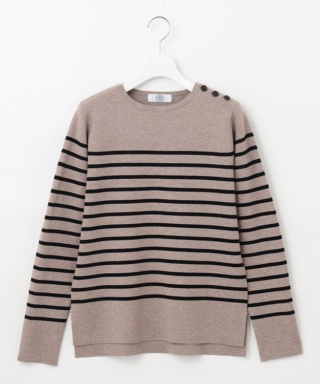 J.PRESS LADIES 【洗える】VIS/PE MILANO ボーダー ニット ベージュ系1