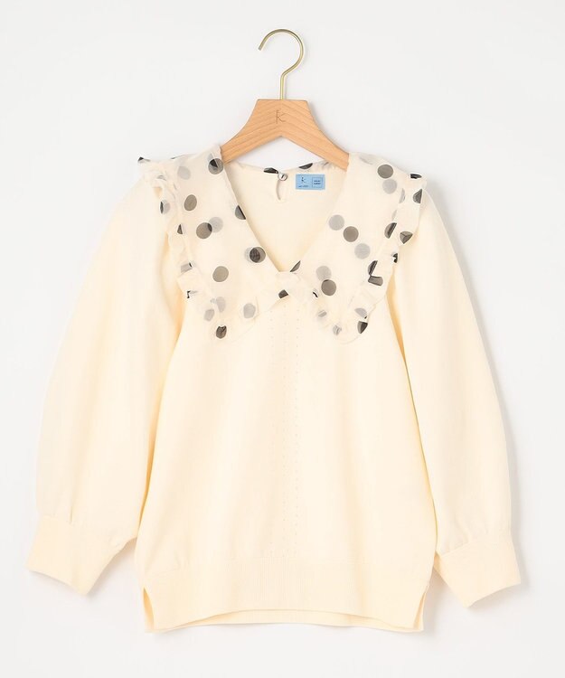 組曲 L 【組曲×setsuko sagittaire】襟付きプルオーバー ニット アイボリー系