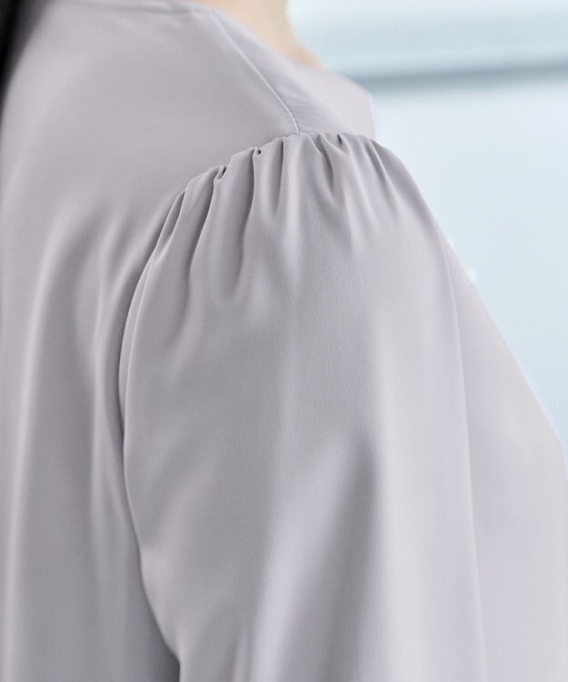 Tiaclasse 【スマート裏起毛・洗える】パールボタンブラウス グレー