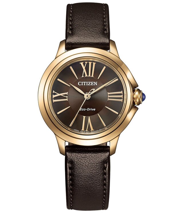 CITIZEN 【電池交換不要 光発電エコ・ドライブ】、包み込むような 曲線とボリューム感が魅力の高級感ある腕時計 ウォームゴールド