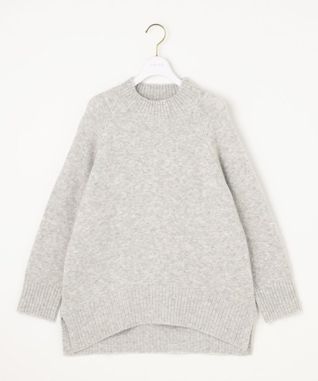 ANY SIS 【洗える】ハイネックラグラン ニット ライトグレー