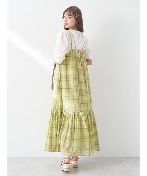 earth music&ecology マドラスチェックキャミワンピース Yellow