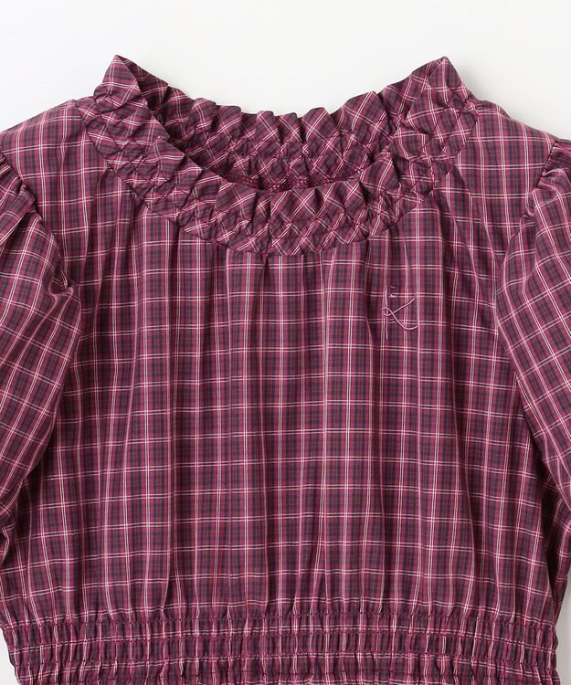 組曲 KIDS 【110-140㎝】チェック ワンピース ラズベリー系3