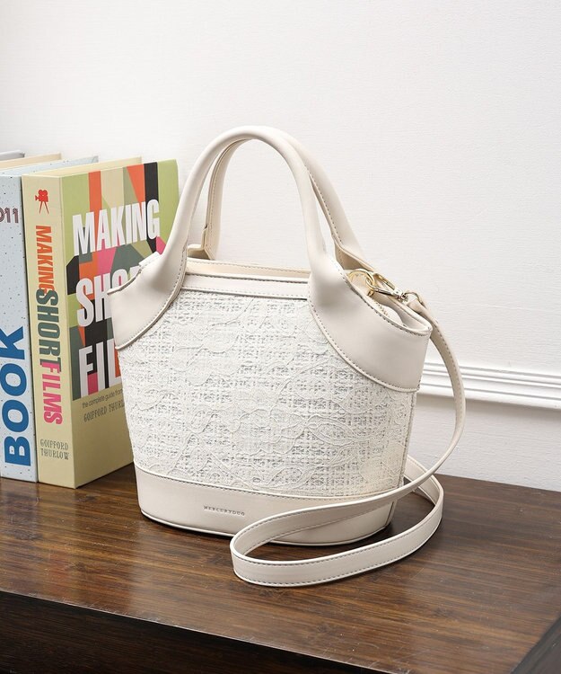 style code 【MERCURYDUO/マーキュリーデュオ】ミックスマテリアル　ハンドバッグ アイボリー