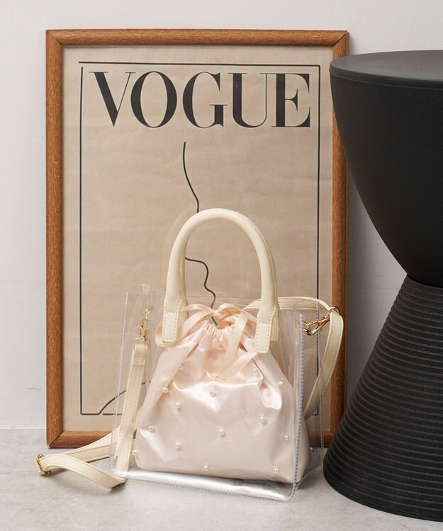 WEGO 巾着付きクリアショルダー ホワイトその他