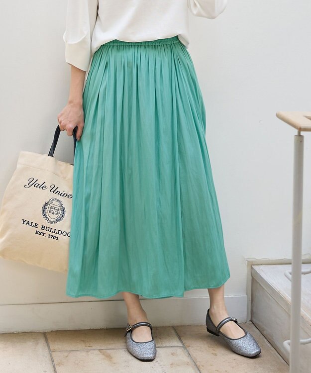 ANY 【ウエストゴム】ラップギャザースカーチョ グリーン