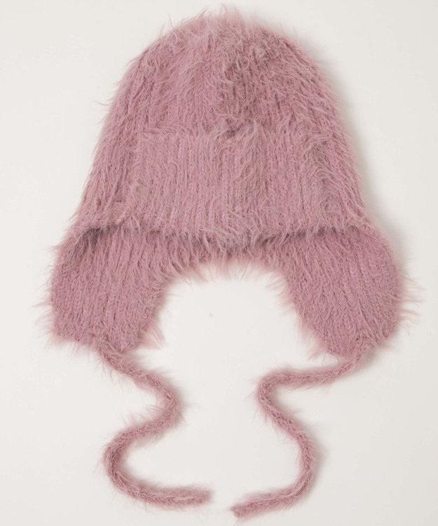 WEGO シャギーイヤーフラップニットキャップ ライトピンク