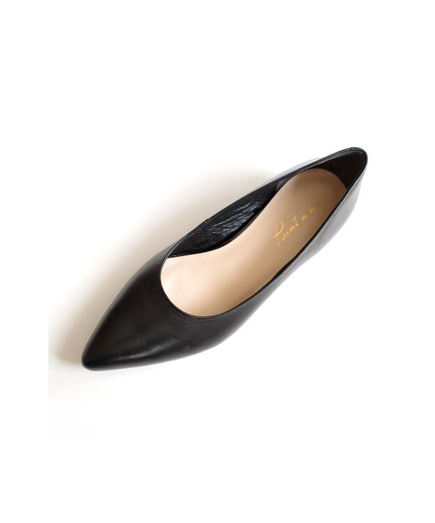 Pointer 日本製 本革美脚ローヒールパンプス ブラック