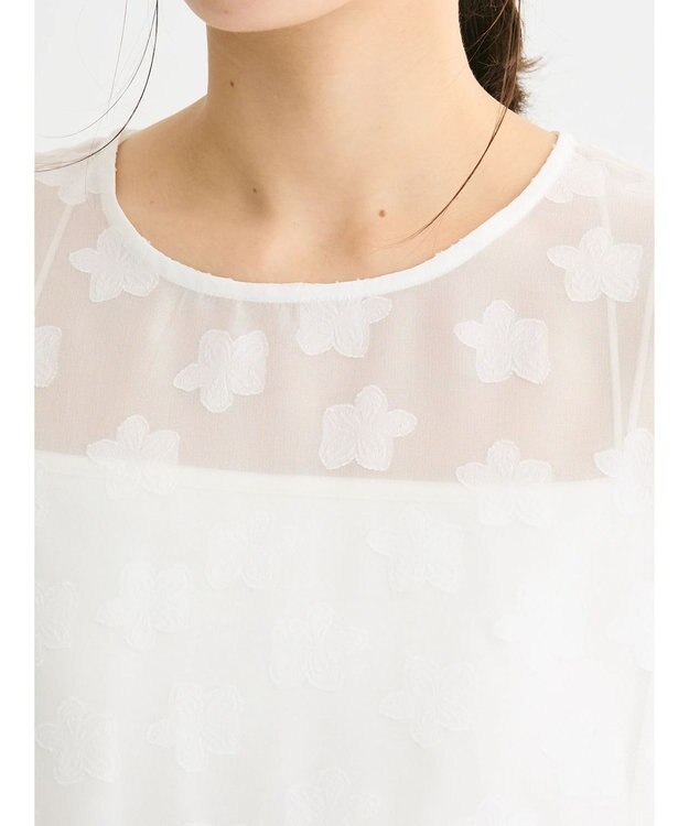 Green Parks ・ＥＬＥＮＣＡＲＥ　ＤＵＥ　フラワージャカードブラウス Off White