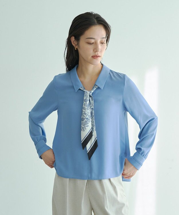 YECCA VECCA スカーフ付きブラウス Blue