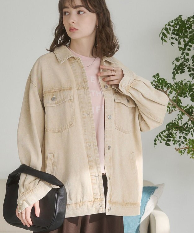 WEGO 【ANGIE VINTAGE】オーバーサイズデニムジャケット イエロー