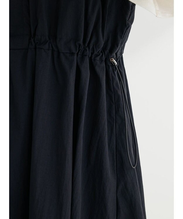 Green Parks 布帛ドッキングドロストワンピース Black