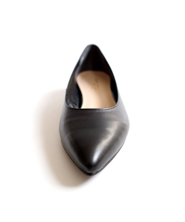 Pointer 日本製 本革美脚ローヒールパンプス ブラック