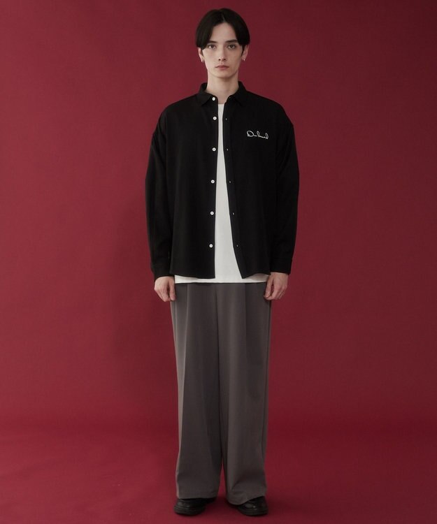 WEGO アムンゼンワンポイントBIGシャツ（LS） ブラック