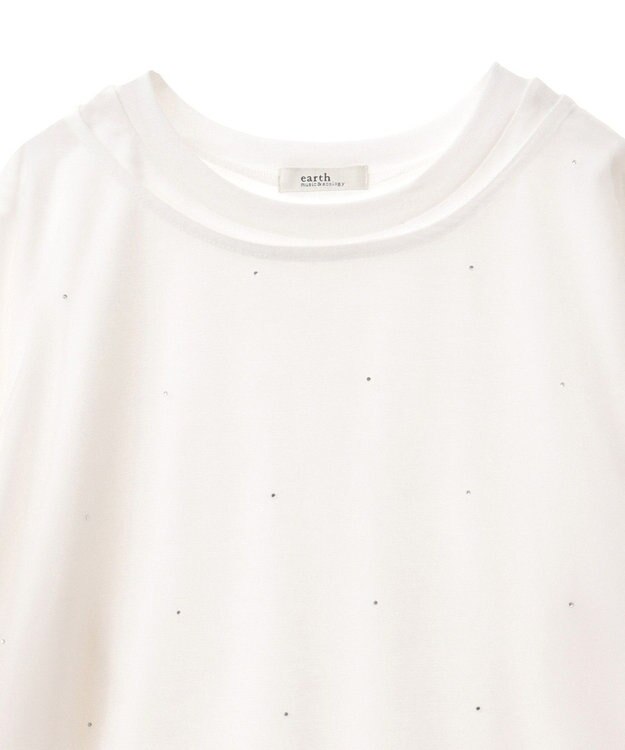 earth music&ecology ラインストーンチュールドッキングプルオーバー Ivory