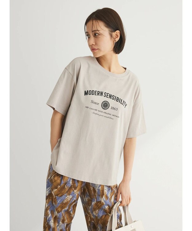 Green Parks エンブレムロゴボックスＴシャツ Gray Beige