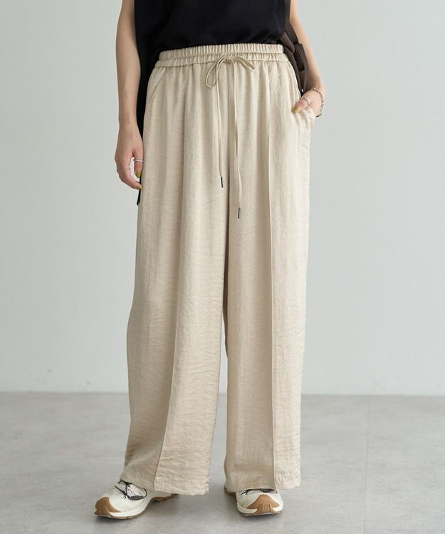 YECCA VECCA ビンテージサテンイージーワイドパンツ Light Beige