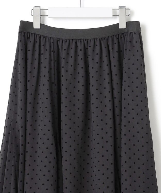23区 【一部店舗限定/洗える】クレープドットフロッキー スカート ブラック系