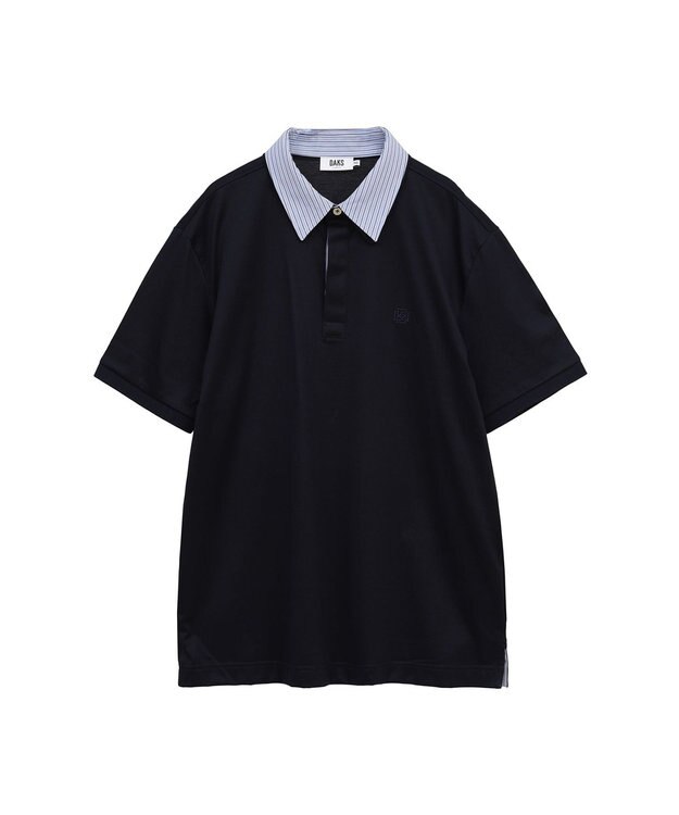 DAKS GIZAコットン THOMAS MASONチェック シャツカラーポロ ネイビー