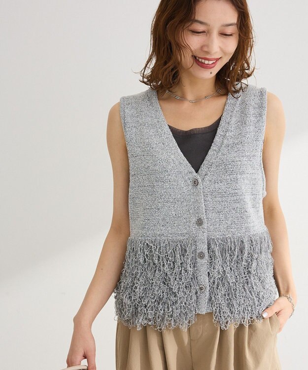 Green Parks ブークレループニットベスト Gray Mixture