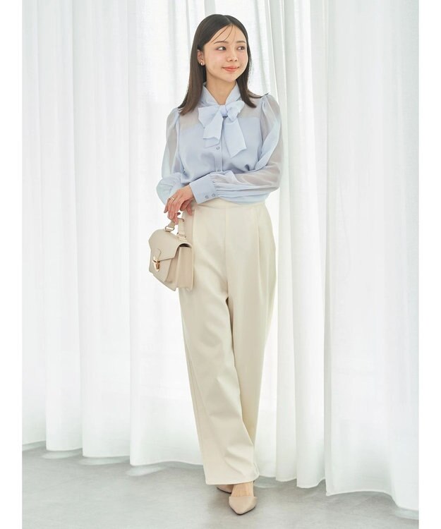 earth music&ecology シアードッキングブラウス Blue