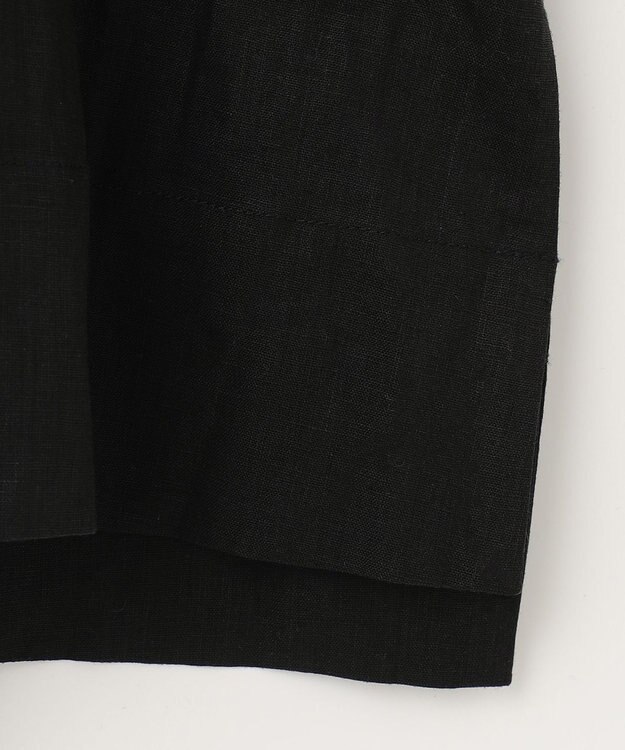 UNFILO 【洗える】リネンレーヨン　ラッフルカラーブラウス ブラック