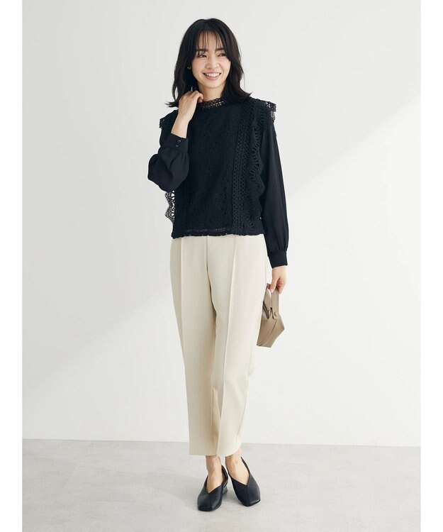 Green Parks きれいシルエットパンツ（とろみテーパード） Light Beige