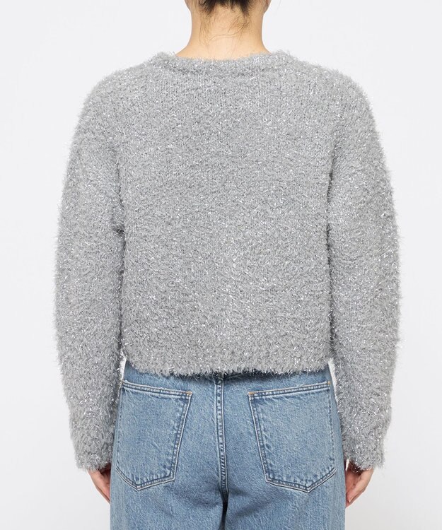 uncrave ヘアリー ラメ ニット ショート カーディガン（uncrave WHITE） シルバー