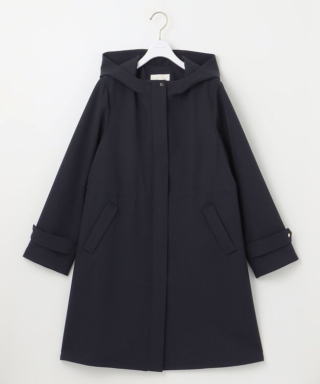 ANY SIS 【撥水・UVカット・洗える】フーデットロング コート ネイビー