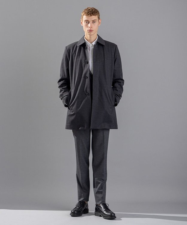 JOSEPH HOMME ムリネジャガードジャージー　ステンカラーコート グレー系