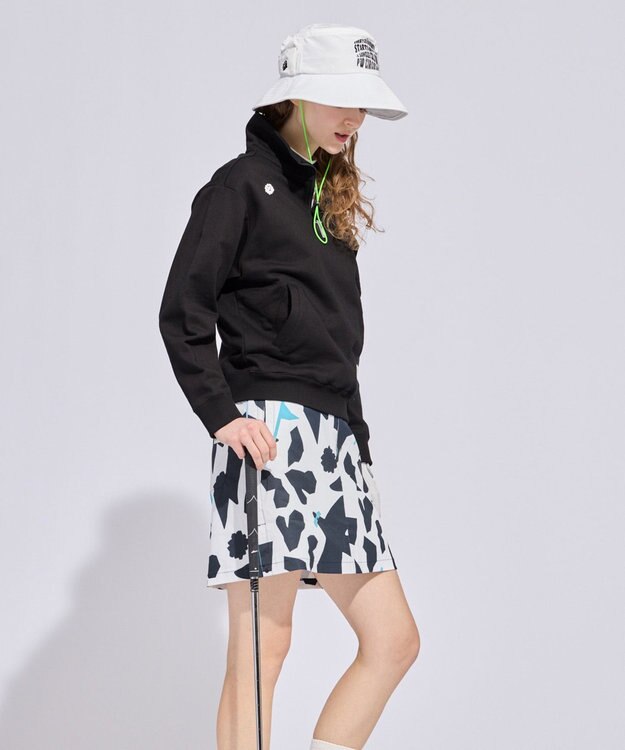 PW CIRCULUS 【WOMEN】ハーフジップ 裏毛スウェットトップス ゴルフウェア レディース ブラック系