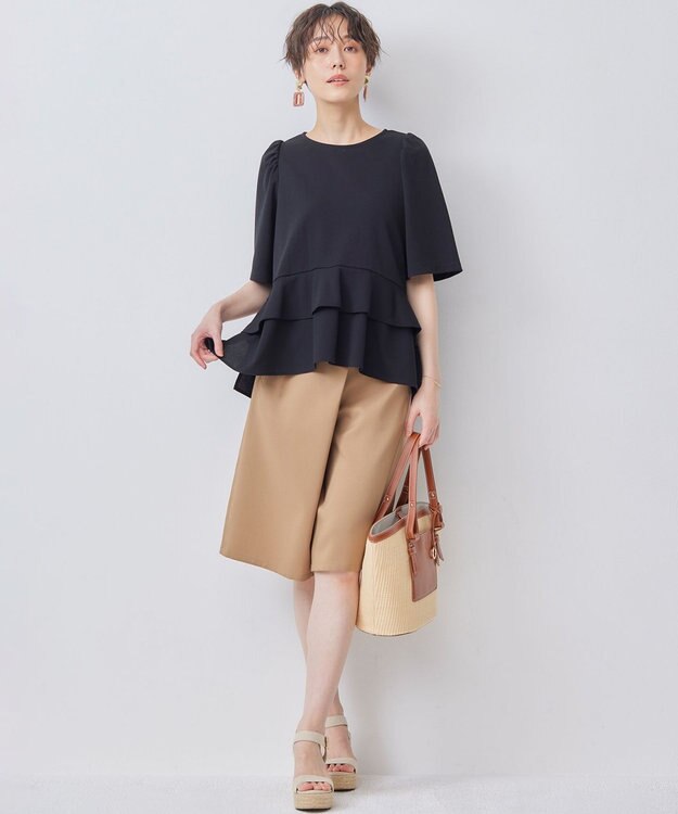 組曲 【WEB限定】オシャクロスキュロットパンツ ベージュ系