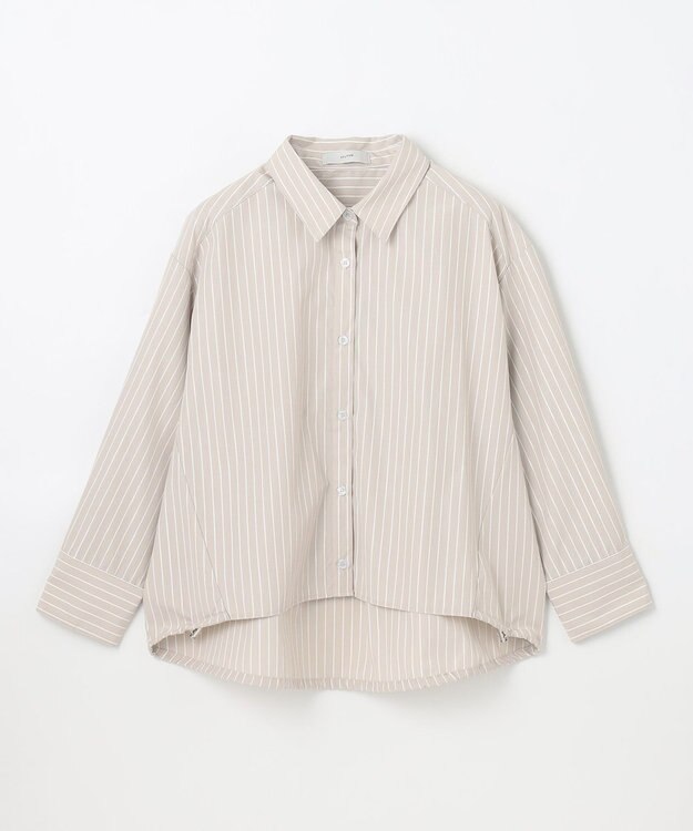 ANY 【洗濯機可】ストライプドロストシャツ グレー×オフストライプ