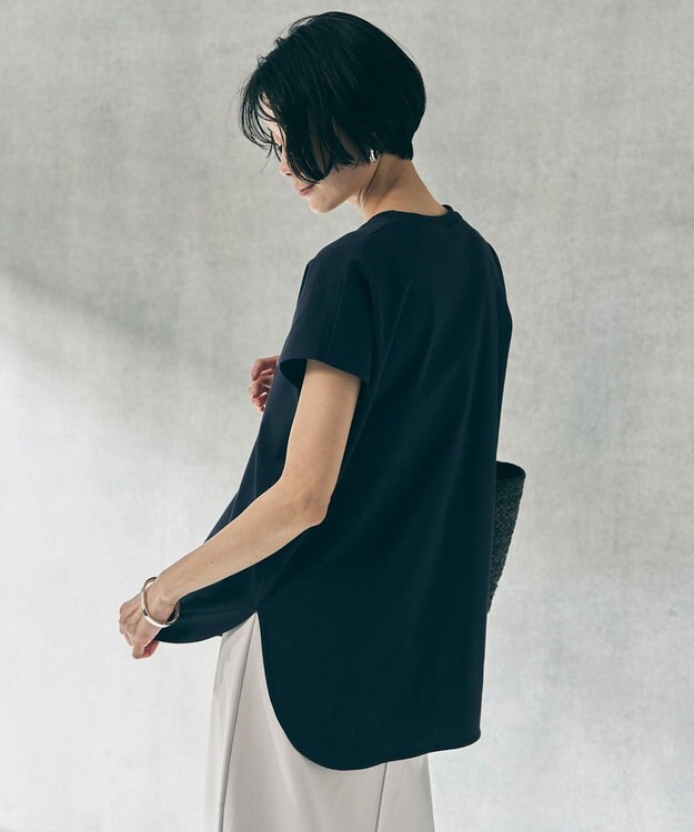 UNFILO L BEAUTY FORM-T cotton ロゴ フレンチスリーブ Tシャツ ネイビー