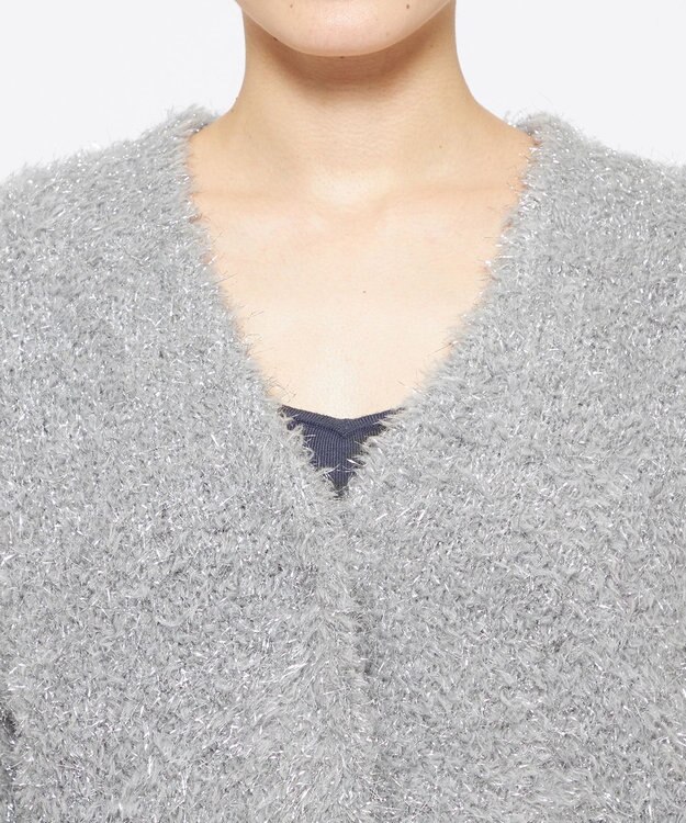 uncrave ヘアリー ラメ ニット ショート カーディガン（uncrave WHITE） シルバー
