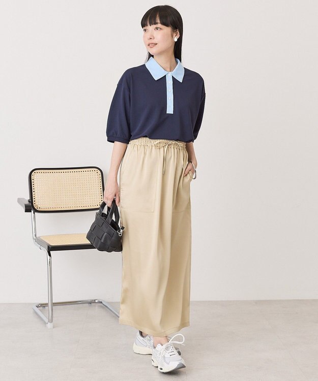 AMERICAN HOLIC 【マルチ機能】サテンベイカースカート Light Beige