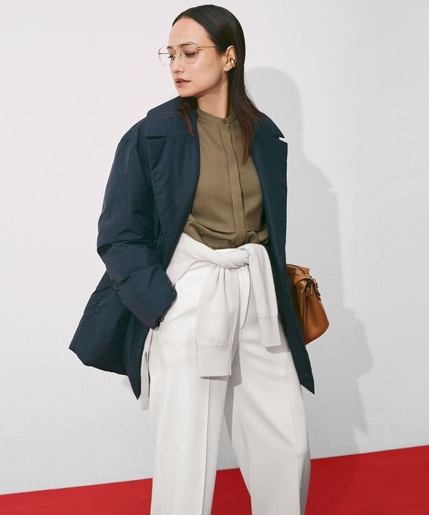 ICB アルタニカツイル バンドカラーブラウス ダークセピア