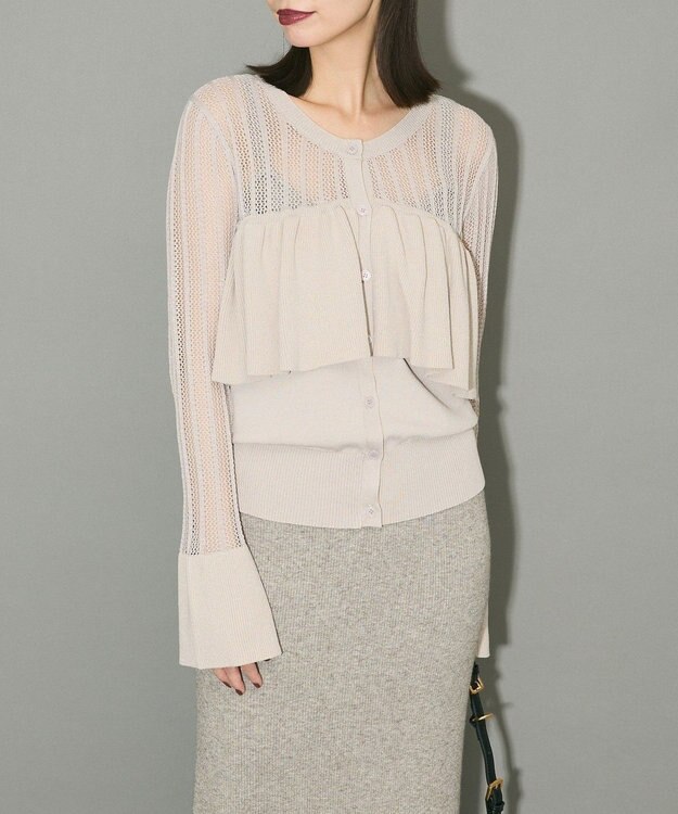 Green Parks ２ＷＡＹ　ラッフル切替ニットトップス Gray