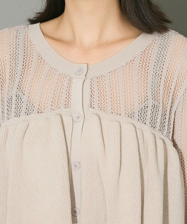 Green Parks ２ＷＡＹ　ラッフル切替ニットトップス Gray