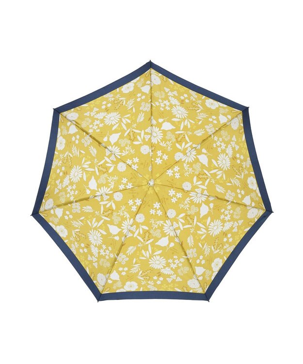 MOONBAT LANVIN en Bleu 折りたたみ傘 バイカラーデイジー サテンプリント 大きめ55cm カナリア（カラシ）