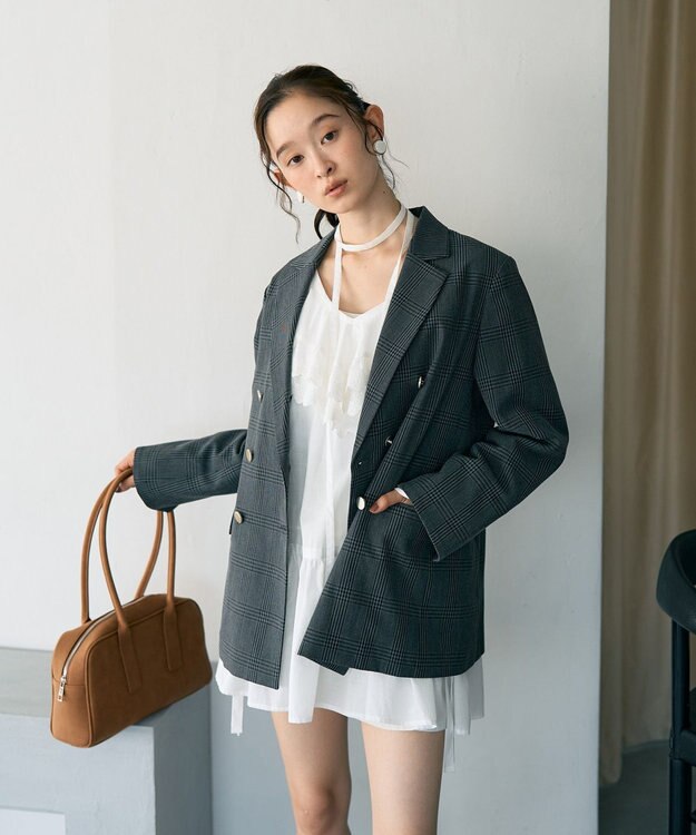 earth music&ecology テーラードジャケット Glen Check