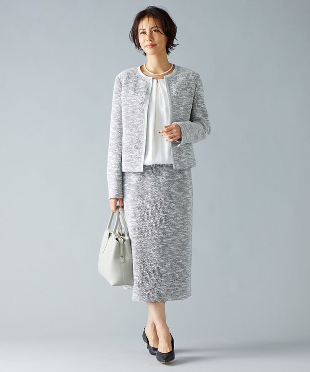 自由区 カラミツイード スカート ライトグレー系