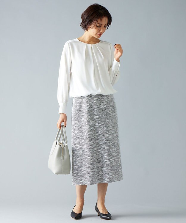 自由区 カラミツイード スカート ライトグレー系