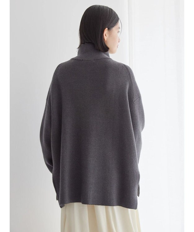 AMERICAN HOLIC バイパチハーフＺＩＰ片畦ニットプルオーバー　 Dark Gray Mixture