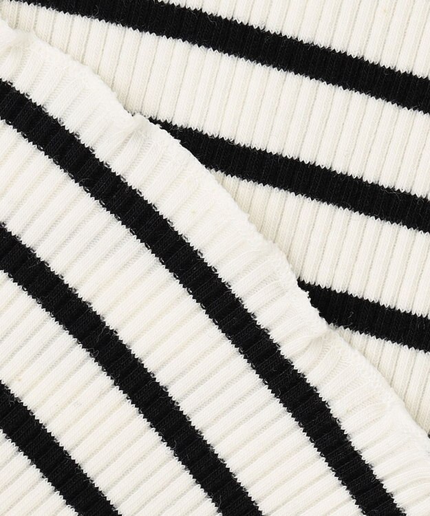 ANY KIDS テレコハイネック長袖Tシャツ ホワイト×ブラック