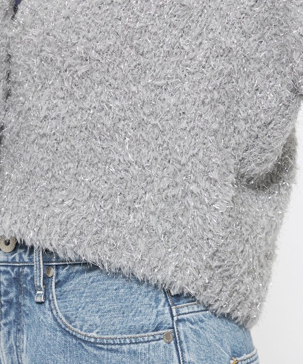 uncrave ヘアリー ラメ ニット ショート カーディガン（uncrave WHITE） シルバー