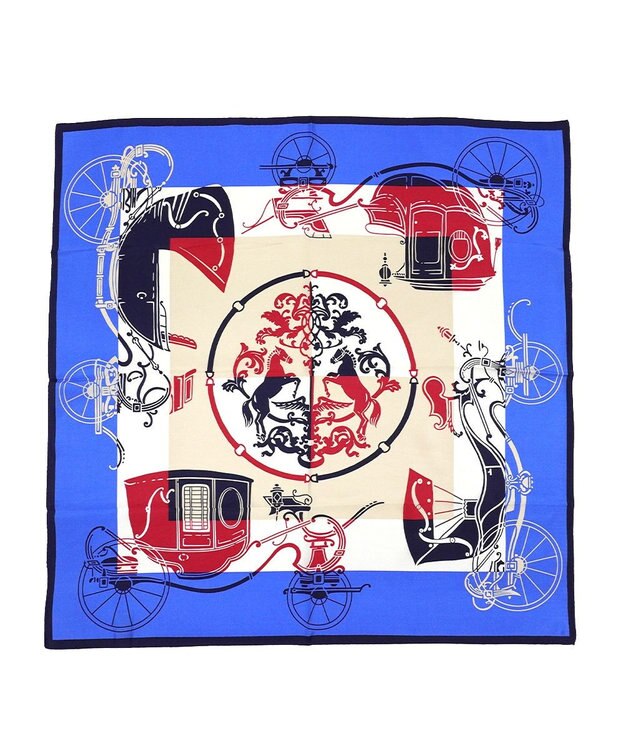 Marca 【Marcaオリジナル】色面シルエット馬車 小判スカーフ シルクツイル トリコロール