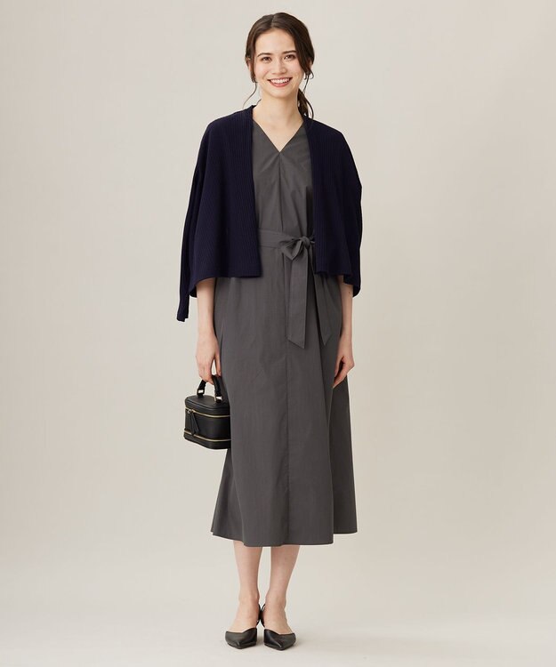 自由区 S 【アンサンブル対応・洗える】ハンディ カーディガン ショート丈 ネイビー