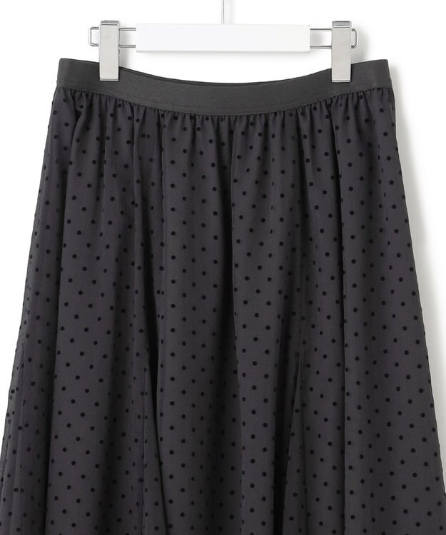 23区 【一部店舗限定/洗える】クレープドットフロッキー スカート ブラック系